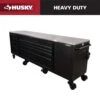 Husky 108 In. W X 24 In. D 9-Drawer Heavy-Duty Mobile Workbench With Stainless Steel Top In Matte Black -Husky Tools Shop matte black husky mobile workbenches hotca809bb1m 64 1000
