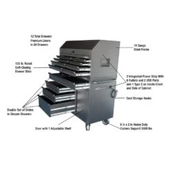 Husky HD 46 In. Wide 24.5 In. Deep 12-Drawer Tool Chest And Rolling Cab Set, Matte Black -Husky Tools Shop matte black husky tool chest combos hotc4612bb1s 31 1000