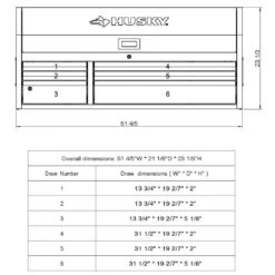 Husky Heavy-Duty 52 In. W 6-Drawer, Deep Tool Chest In Matte Black -Husky Tools Shop matte black husky top tool chests h52ch6hd d4 1000