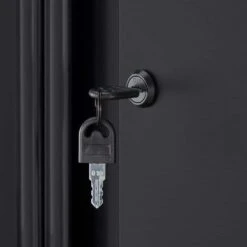 Husky 24 In. W X 33.3 In. H X 16 In. D Steel Freestanding Cabinet In Black -Husky Tools Shop matte black powder coating husky free standing cabinets g2401bb us2 4f 1000