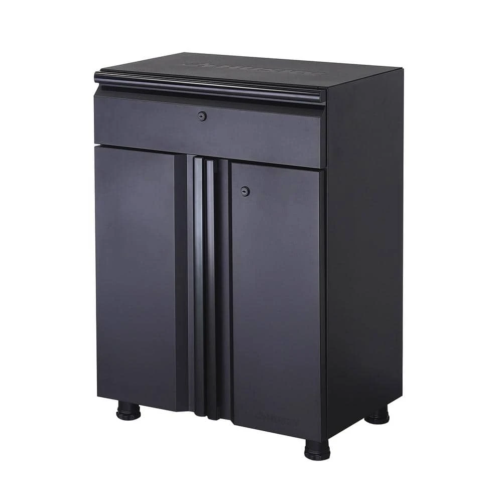 Husky Regular Duty Welded 24-Gauge Steel 1-Drawer 2-Door Garage Base Cabinet In Black (24 In. W X 33 In. H X 16 In. D) 3 Husky Regular Duty Welded 24-Gauge Steel 1-Drawer 2-Door Garage Base Cabinet In Black (24 In. W X 33 In. H X 16 In. D)