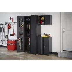 Husky 3-Piece Regular Duty Welded Steel Garage Storage System In Black -Husky Tools Shop matte black power coating husky garage storage systems gs05403 1d a0 1000