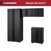 Husky 4-Piece Regular Duty Welded Steel Garage Storage System In Black -Husky Tools Shop matte black power coating husky garage storage systems gs07804 1d 64 1000