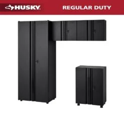Husky 4-Piece Regular Duty Welded Steel Garage Storage System In Black