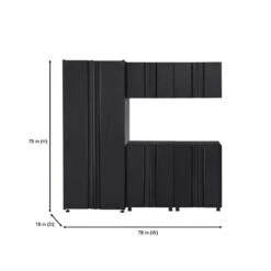Husky 5-Piece Regular Duty Welded Steel Garage Storage System In Black (78.4 In. W X 75 In. H X 19.6 In. D) -Husky Tools Shop matte black power coating husky garage storage systems gs07805 2d 1d 1000