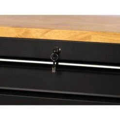 Husky 61 In. W X 23 In. D Heavy Duty 15-Drawer Mobile Workbench Tool Chest With Solid Wood Top In Matte Black -Husky Tools Shop matte black with black trim husky mobile workbenches h61mwc15hp c fa 1000