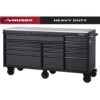 Husky 72 In. W X 24 In. D Heavy Duty 15-Drawer Mobile Workbench Cabinet Chest With Stainless Steel Top In Matte Black -Husky Tools Shop matte black with black trim husky mobile workbenches h72mwc15dl 64 1000
