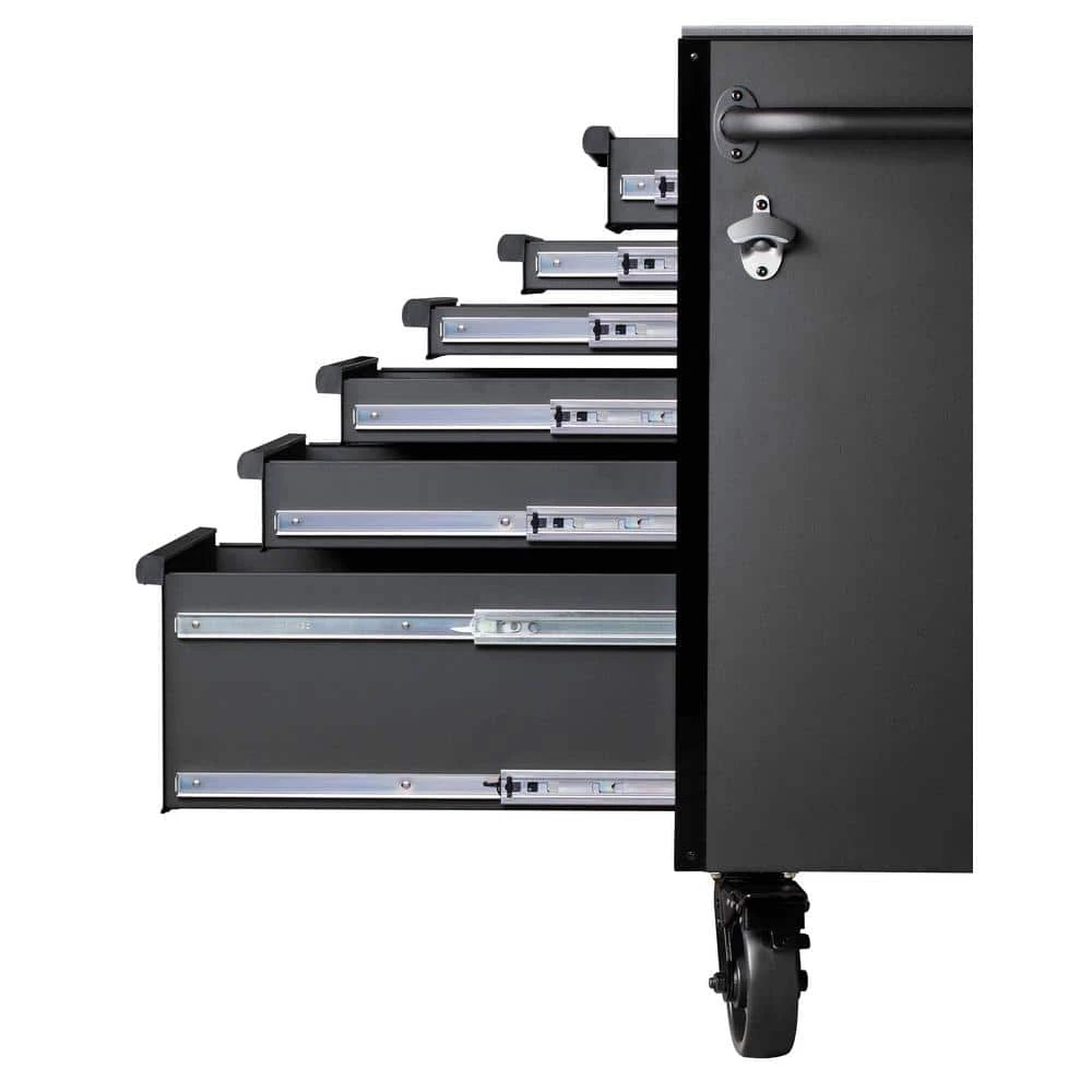 Husky 72 In. W X 24 In. D Heavy Duty 15-Drawer Mobile Workbench Cabinet Chest With Stainless Steel Top In Matte Black 10 Husky 72 In. W X 24 In. D Heavy Duty 15-Drawer Mobile Workbench Cabinet Chest With Stainless Steel Top In Matte Black - Image 8