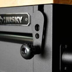 Husky 52 In. W X 25 In. D Heavy Duty 9-Drawer Mobile Workbench Cabinet With Adjustable-Height Hardwood Top In Matte Black -Husky Tools Shop matte black with black trim husky mobile workbenches holc5209bb1m 4f 1000