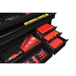 Husky 72 In. W X 24 In. D Heavy Duty 18-Drawer Mobile Workbench Cabinet With Adjustable-Height Hardwood Top In Matte Black -Husky Tools Shop matte black with black trim husky mobile workbenches holc7218bb1mys fa 1000