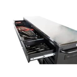 Husky 84 In. W X 24 In. D 18-Drawer Heavy-Duty Mobile Workbench With Stainless Steel Top In Matte Black -Husky Tools Shop matte black with black trim mobile workbenches hotc8418bb1m 31 1000