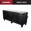 Husky 84 In. W X 24 In. D 18-Drawer Heavy-Duty Mobile Workbench With Stainless Steel Top In Matte Black -Husky Tools Shop matte black with black trim mobile workbenches hotc8418bb1m 64 1000