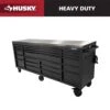 Husky Tool Storage 84 In. W X 24 In. D Heavy Duty Mobile Workbench Tool Chest With Stainless Steel Work Top In Matte Black -Husky Tools Shop matte black with black trim mobile workbenches hotc8422bb1m 64 1000