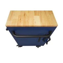 Husky 52 In. W X 25 In. D Heavy Duty 9-Drawer Mobile Workbench Tool Chest With Adjustable-Height Solid Wood Top In Matte Blue 26 Husky 52 In. W X 25 In. D Heavy Duty 9-Drawer Mobile Workbench Tool Chest With Adjustable-Height Solid Wood Top In Matte Blue -Husky Tools Shop matte blue with black trim husky mobile workbenches holc5209bl1m 1f 1000