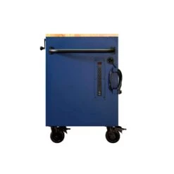 Husky 72 In. W X 24 In. D Heavy Duty 18-Drawer Adjustable Height Mobile Workbench With Solid Wood Top In Matte Blue -Husky Tools Shop matte blue with black trim husky mobile workbenches holc7218bl1m 76 1000