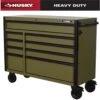 Husky Heavy Duty 52 In. W 9-Drawer Matte Army Green Rolling Tool Cabinet