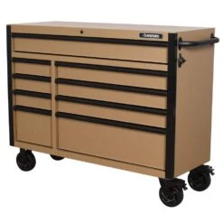 Husky Heavy Duty 52 In. W 9-Drawer Matte Tan Rolling Tool Cabinet
