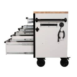 Husky 61 In. W X 23 In D Heavy Duty 15-Drawer Mobile Workbench With Mechanics Tool Set (290-Piece) In EVA In Matte White -Husky Tools Shop matte white with black trim husky mobile workbenches h290tb61whtcb 66 1000