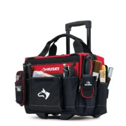 Husky 14 In. Rolling Tool Tote Bag -Husky Tools Shop red and black husky tool bags gp 44316an13 c3 1000