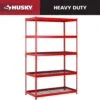 Husky 5-Tier Heavy Duty Steel Garage Storage Shelving Unit In Red (48 In. W X 78 In. H X 24 In. D) 1 Husky 5-Tier Heavy Duty Steel Garage Storage Shelving Unit In Red (48 In. W X 78 In. H X 24 In. D) -Husky Tools Shop red black husky freestanding shelving units mr482478w5 r 64 1000