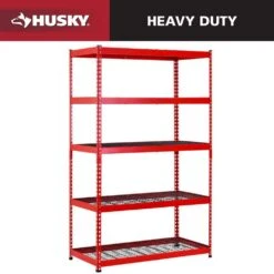 Husky 5-Tier Heavy Duty Steel Garage Storage Shelving Unit In Red (48 In. W X 78 In. H X 24 In. D)