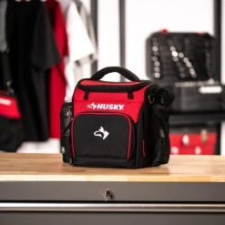 Husky 9 In. Job Site Lunch Box Cooler Bag -Husky Tools Shop red black husky tool bags hd50100 th fa 1000