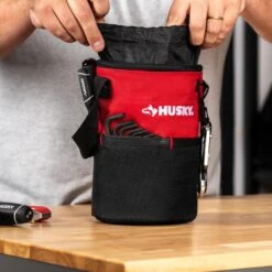 Husky 5 In. 10 Pocket Utility Sack Tool Bag -Husky Tools Shop red black husky tool bags hd50200 th fa 1000