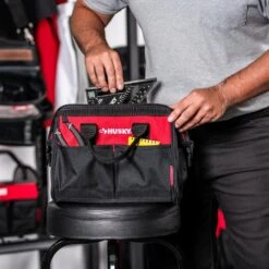 Husky 12 In 4 Pocket Zippered Tool Bag -Husky Tools Shop red black husky tool bags hd60012 th 76 1000