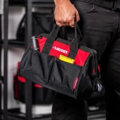 Husky 12 In 4 Pocket Zippered Tool Bag -Husky Tools Shop red black husky tool bags hd60012 th fa 1000