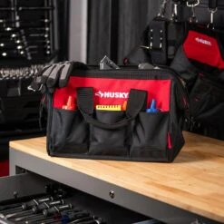 Husky 15 In. 8 Pocket Zippered Tool Bag -Husky Tools Shop red black husky tool bags hd60015 th 44 1000