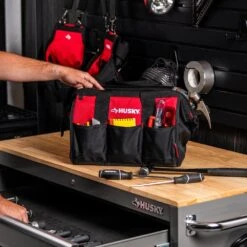 Husky 15 In. 8 Pocket Zippered Tool Bag -Husky Tools Shop red black husky tool bags hd60015 th 76 1000