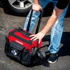 Husky 14 In. Rolling Tool Bag With Stackable 12 In. Tool Bag -Husky Tools Shop red black husky tool bags hd650142 th bd 44 1000