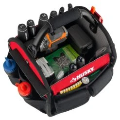 Husky 10 In. 15 Pocket Open Top Tool Bag -Husky Tools Shop red black husky tool bags hd70010 th 1d 1000