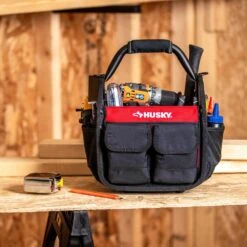 Husky 10 In. 15 Pocket Open Top Tool Bag -Husky Tools Shop red black husky tool bags hd70010 th 76 1000