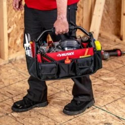 Husky 17 In. 18 Pocket Open Top Tool Bag -Husky Tools Shop red black husky tool bags hd70017 th 76 1000