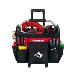 Husky 18 In. Rolling Open Tote Tool Bag With Extended Handle -Husky Tools Shop red black husky tool bags hdroller th 40 1000