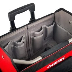 Husky 18 In. Rolling Open Tote Tool Bag With Extended Handle -Husky Tools Shop red black husky tool bags hdroller th 44 1000