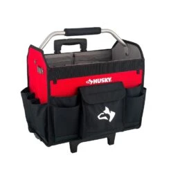 Husky 18 In. Rolling Open Tote Tool Bag With Extended Handle -Husky Tools Shop red black husky tool bags hdroller th 77 1000