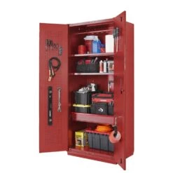 Husky Heavy Duty 36 In. W X 81 In. H X 24 In. D 20-Gauge 3-Shelf Steel Freestanding Garage Storage Cabinet In Red -Husky Tools Shop red husky free standing cabinets ha3f362481 vr 66 1000