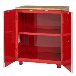 Husky Ready-to-Assemble 23-gauge Steel 2-Door Garage Base Cabinet In Red (28 In. W X 32 In. H X 18 In. D) -Husky Tools Shop red husky free standing cabinets home28xdb22 77 1000