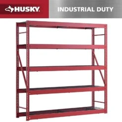 Husky 5-Shelf Metal Industrial Duty Freestanding Garage Storage Shelving Unit In Red (90 In. W X 90 In. H X 24 In. D)