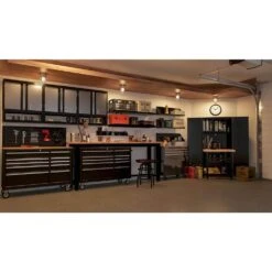 Husky Steel Garage Wall Shelf In Red (24 In. W X 9 In. H X 9 In. D) -Husky Tools Shop red husky garage wall shelving g2400asr us 4f 1000