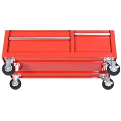 Husky 42 In. W X 18.1 In. D 8-Drawer Red Mobile Workbench Cabinet With Solid Wood Top -Husky Tools Shop red husky mobile workbenches h42mwc8red 1d 1000