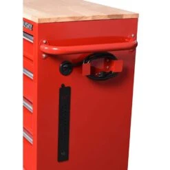 Husky 42 In. W X 18.1 In. D 8-Drawer Red Mobile Workbench Cabinet With Solid Wood Top -Husky Tools Shop red husky mobile workbenches h42mwc8red 4f 1000