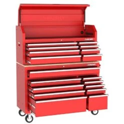 Husky Modular Tool Storage 52 In. W Standard Duty Red Mobile Workbench Cabinet With 8-Drawer Top Tool Chest -Husky Tools Shop red husky mobile workbenches h52modsuite1red 1d 1000