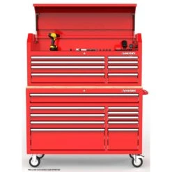 Husky Modular Tool Storage 52 In. W Standard Duty Red Mobile Workbench Cabinet With 8-Drawer Top Tool Chest -Husky Tools Shop red husky mobile workbenches h52modsuite1red 31 1000
