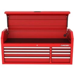 Husky Modular Tool Storage 52 In. W Standard Duty Red Mobile Workbench Cabinet With 8-Drawer Top Tool Chest -Husky Tools Shop red husky mobile workbenches h52modsuite1red 44 1000
