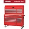 Husky Modular Tool Storage 52 In. W Standard Duty Red Mobile Workbench Cabinet With 8-Drawer Top Tool Chest -Husky Tools Shop red husky mobile workbenches h52modsuite1red 64 1000