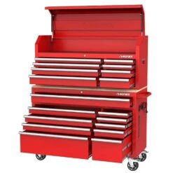 Husky Modular Tool Storage 52 In. W Standard Duty Red Mobile Workbench Cabinet With 8-Drawer Top Tool Chest -Husky Tools Shop red husky mobile workbenches h52modsuite1red e1 1000