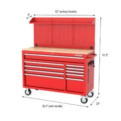 Husky Modular Tool Storage 52 In. W Standard Duty Red Mobile Workbench Cabinet With Pegboard -Husky Tools Shop red husky mobile workbenches h52modsuite2red 77 1000